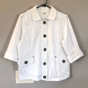 Onque Casuals White Cotton Sweatshirt  Jacket